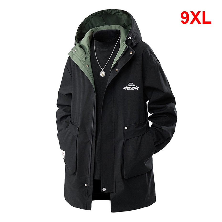 Outdoor Sport Waterproof Jacket - 9XL Artı Boyutu Uzun Rüzgarlık Ceket